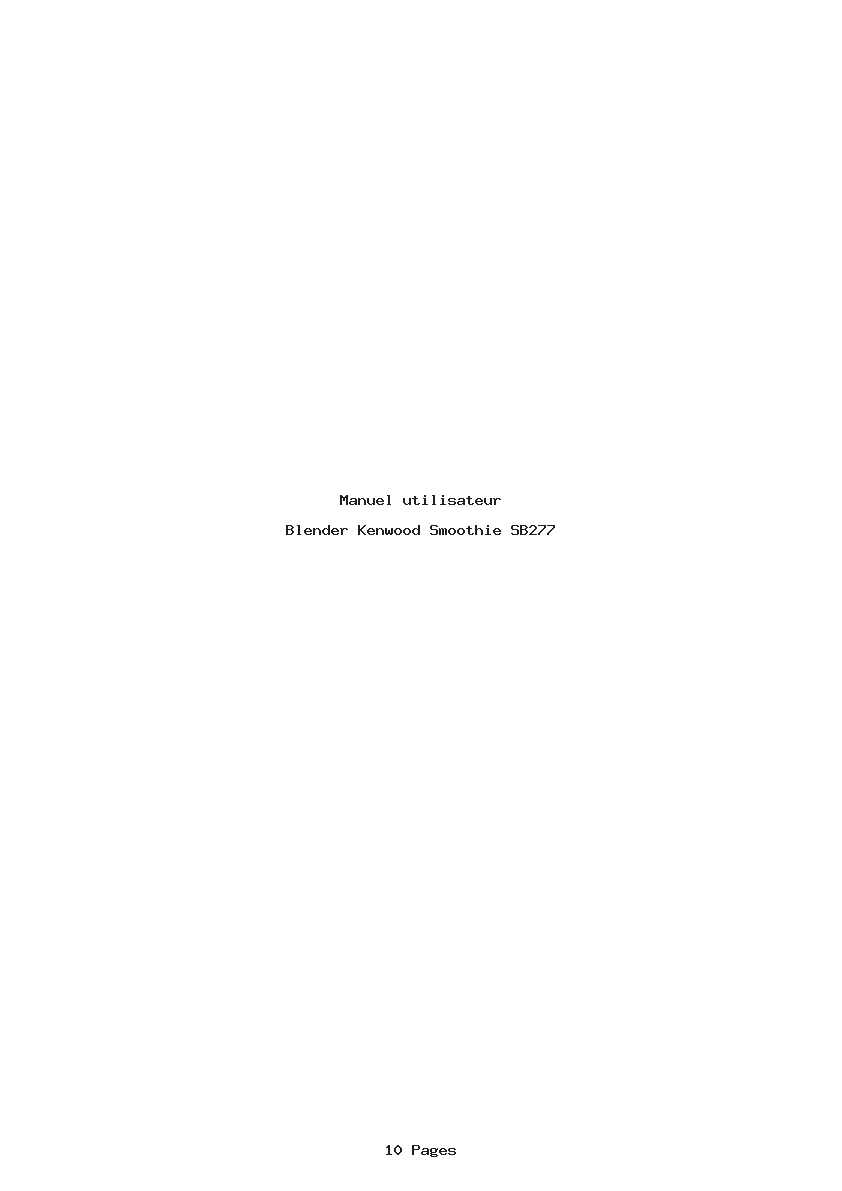 Page 1 de la notice Manuel utilisateur Kenwood Smoothie SB277