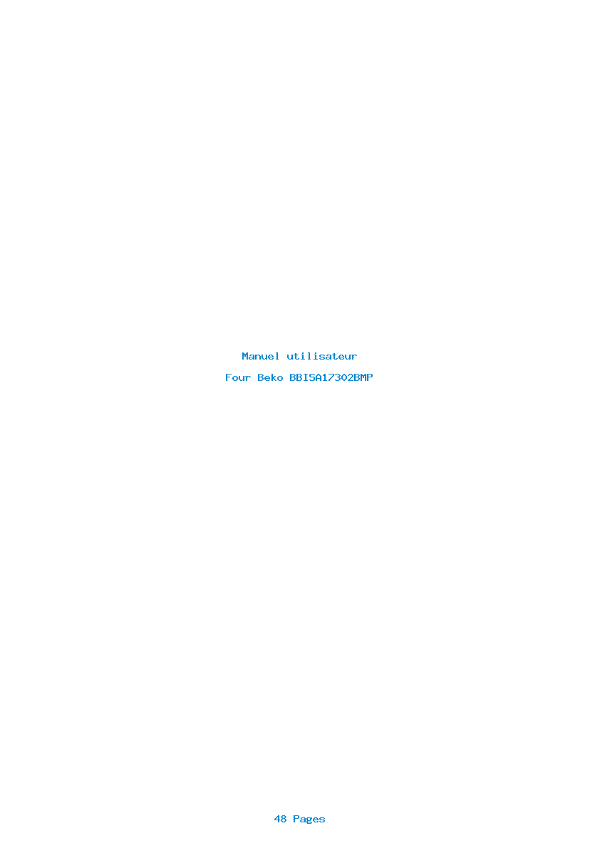 Page 1 de la notice Manuel utilisateur Beko BBISA17302BMP