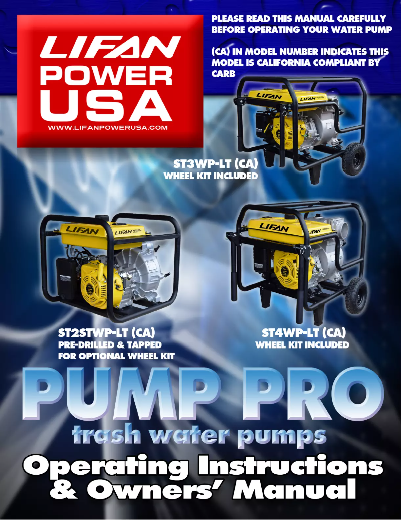 Page 1 de la notice Manuel utilisateur Lifan ST4TWP-LT