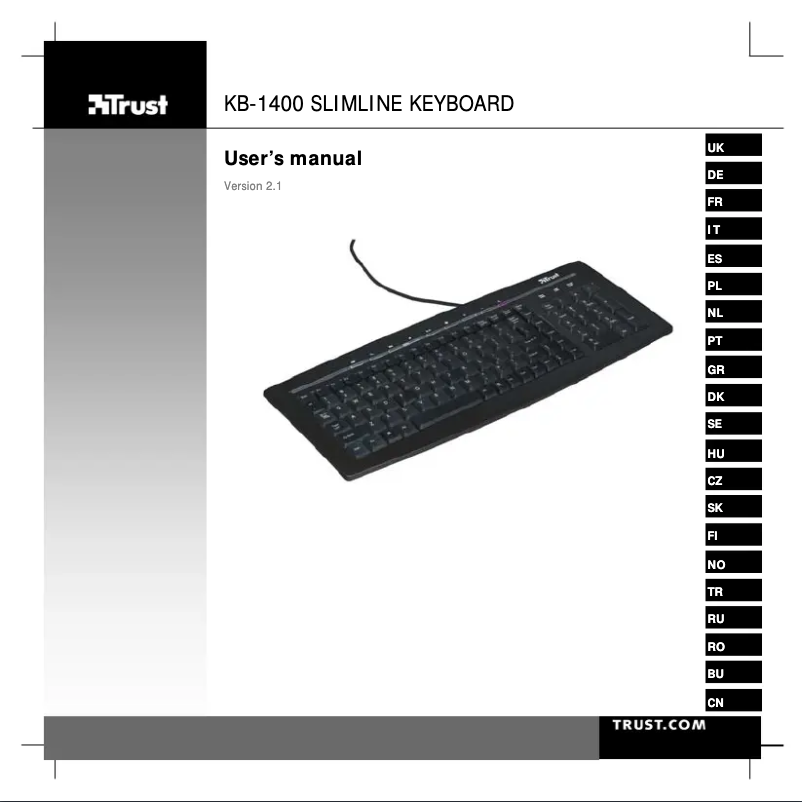 Page 1 de la notice Manuel utilisateur Trust KB-1400S
