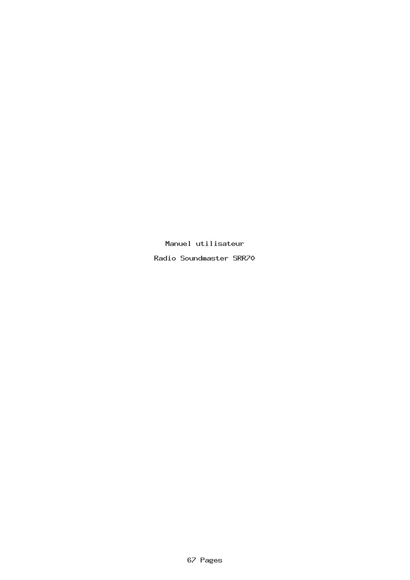 Page 1 de la notice Manuel utilisateur Soundmaster SRR70