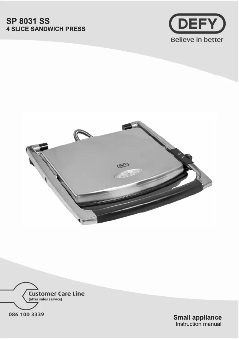 Page 1 de la notice Manuel utilisateur Defy SP 8031 SS