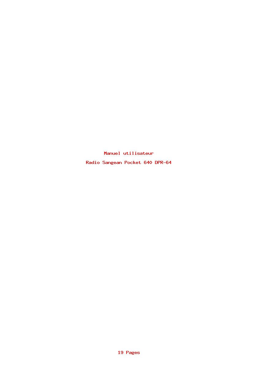 Page 1 de la notice Manuel utilisateur Sangean Pocket 640 DPR-64