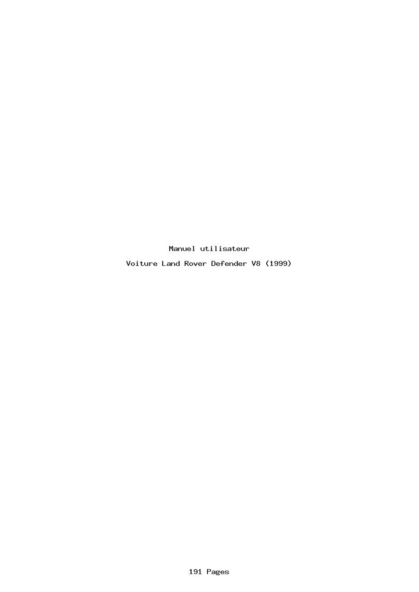 Page 1 de la notice Manuel utilisateur Land Rover Defender V8 (1999)