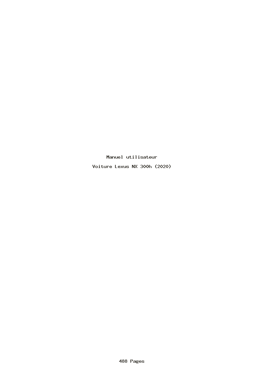 Page 1 de la notice Manuel utilisateur Lexus NX 300h (2020)