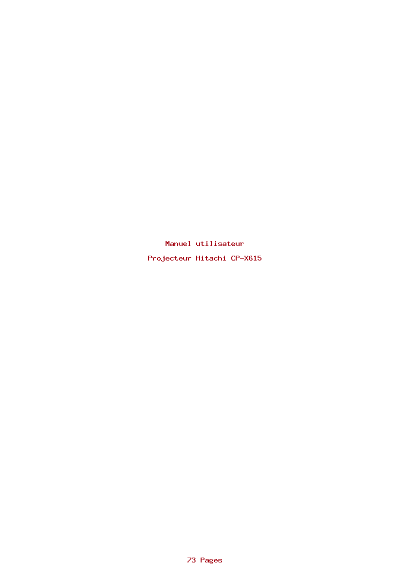 Page 1 de la notice Manuel utilisateur Hitachi CP-X615