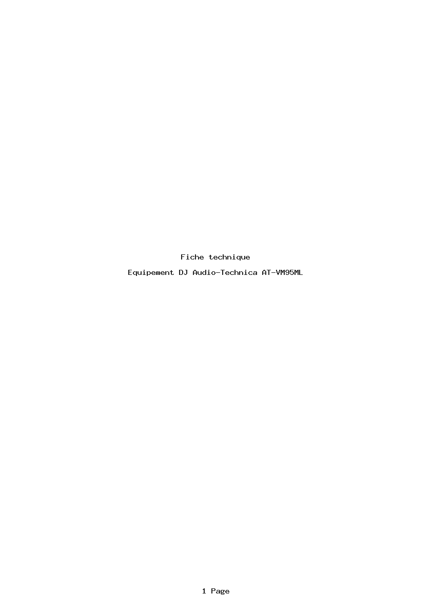 Page 1 de la notice Fiche technique Audio-Technica AT-VM95ML