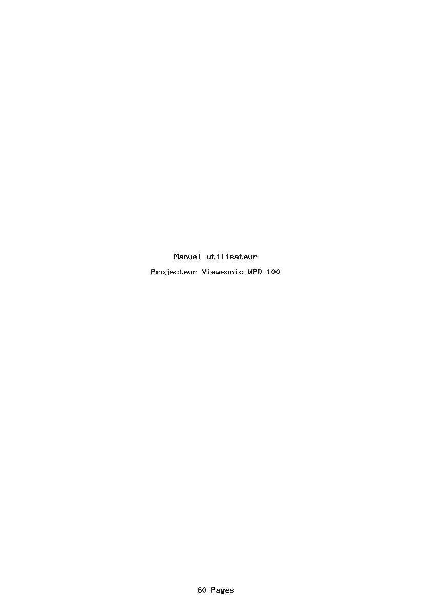 Page 1 de la notice Manuel utilisateur Viewsonic WPD-100