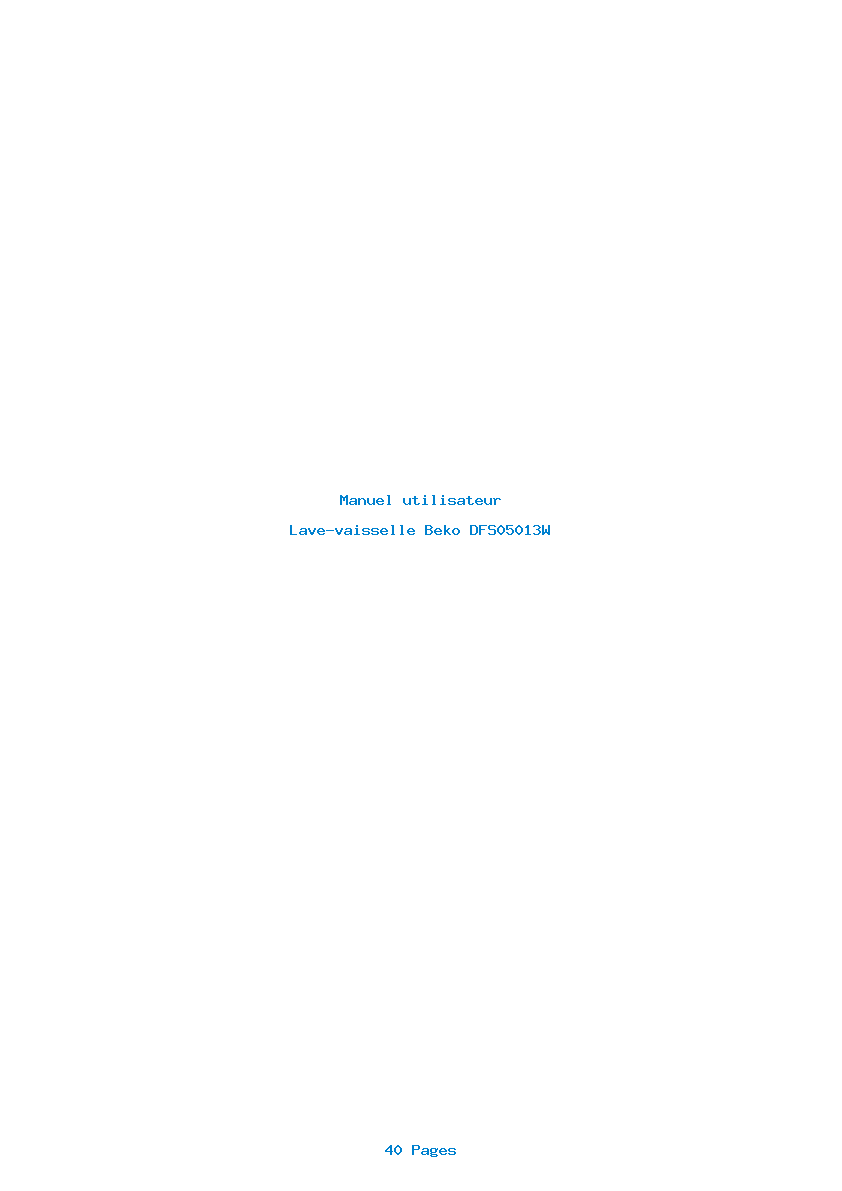 Page 1 de la notice Manuel utilisateur Beko DFS05013W