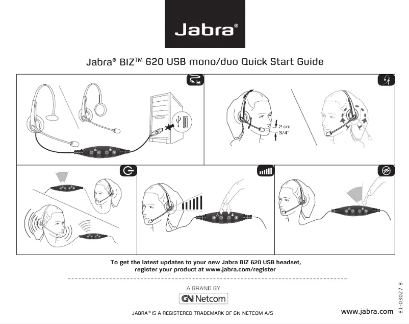 Page 1 de la notice Manuel utilisateur Jabra BIZ 620 USB