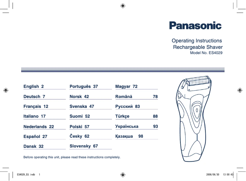 Página 1 del manual Manual de usuario Panasonic ES4029