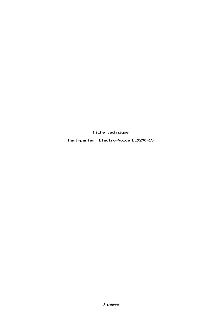 Page 1 de la notice Fiche technique Electro-Voice ELX200-15