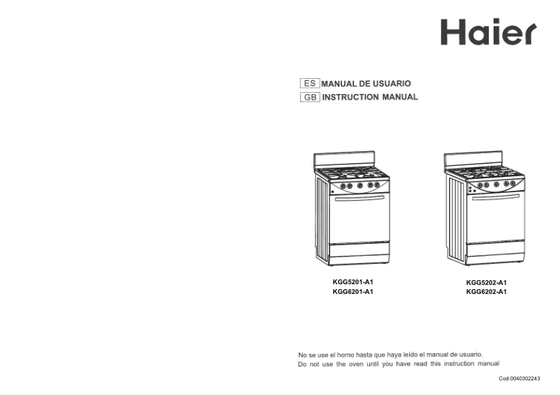 Page 1 of the manual User Manual Haier KGG6201-A1