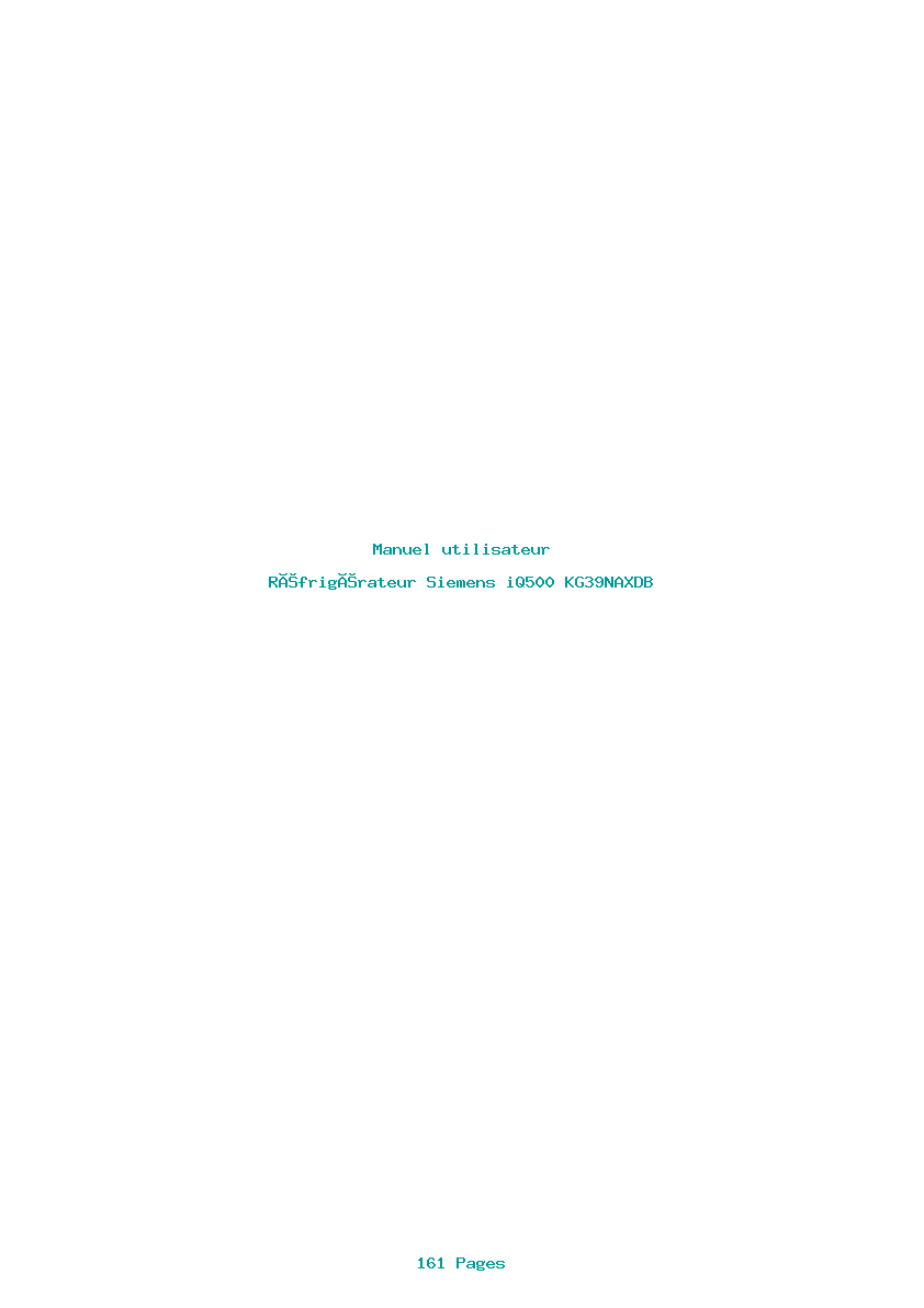 Page 1 de la notice Manuel utilisateur Siemens iQ500 KG39NAXDB