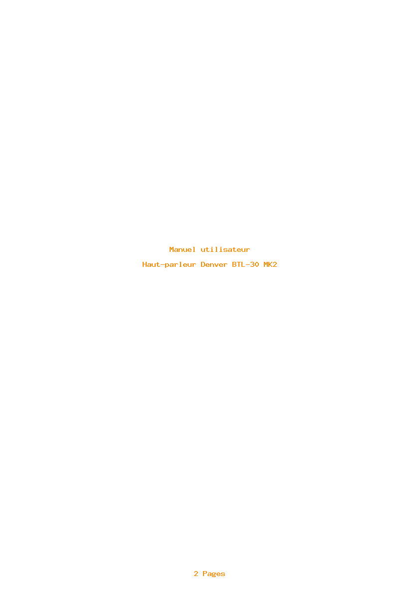 Page 1 de la notice Manuel utilisateur Denver BTL-30 MK2