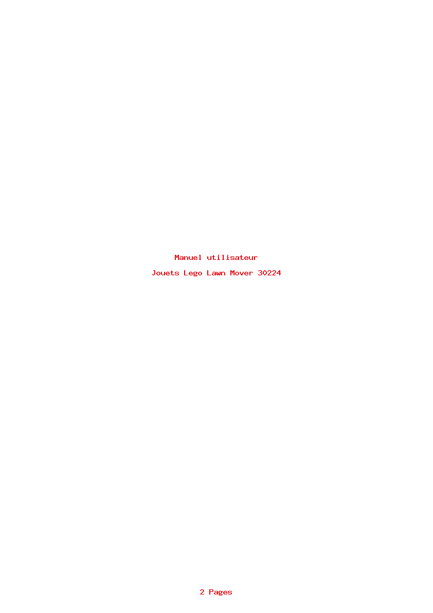 Page 1 de la notice Manuel utilisateur Lego Lawn Mover 30224