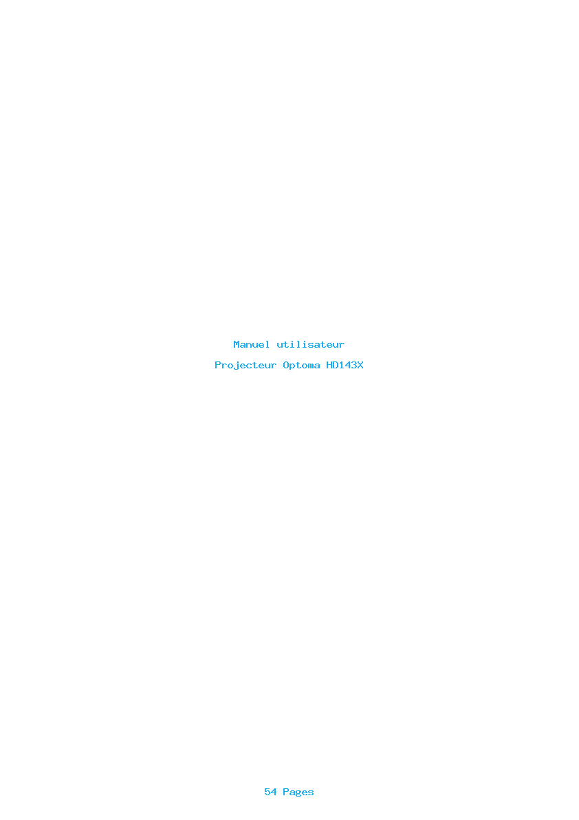 Page 1 de la notice Manuel utilisateur Optoma HD143X