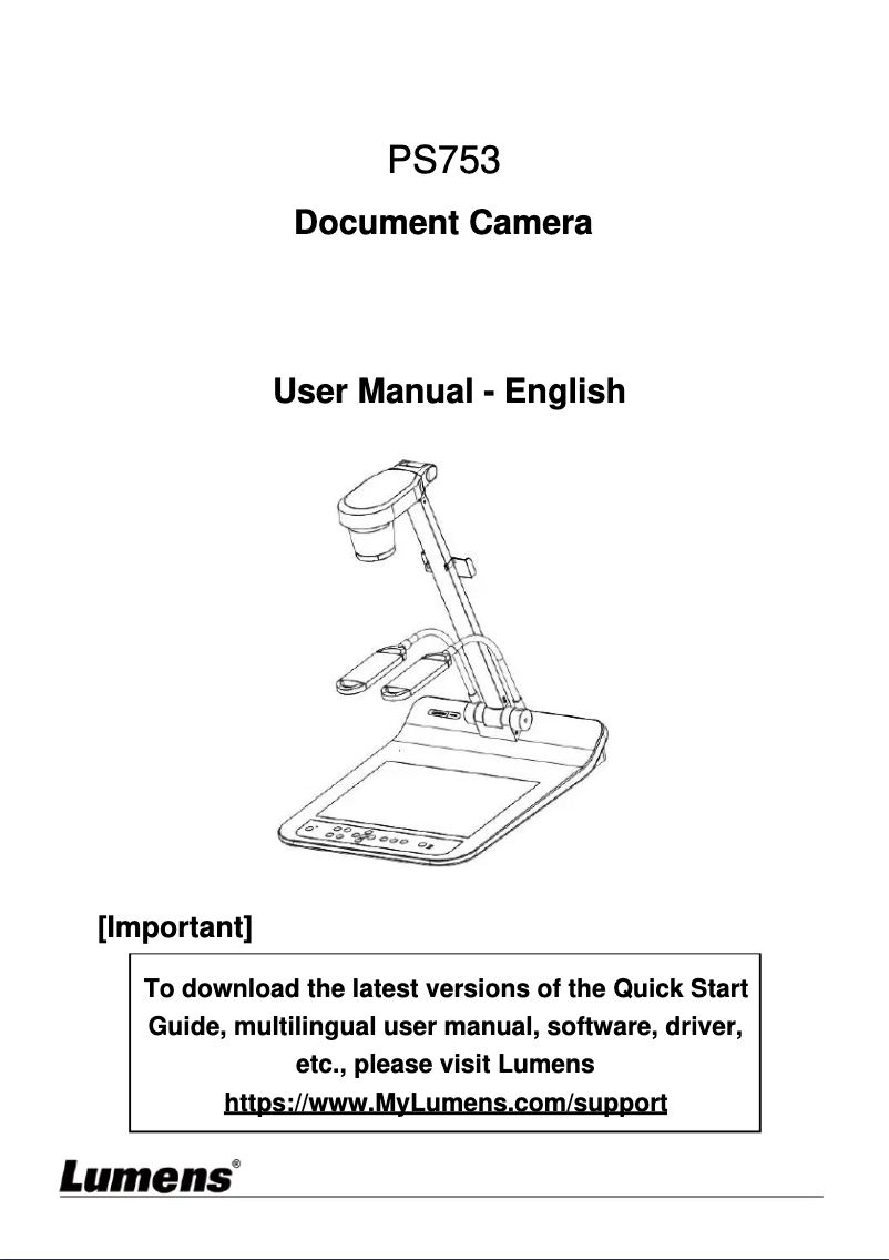 Page 1 de la notice Manuel utilisateur Lumens PS753