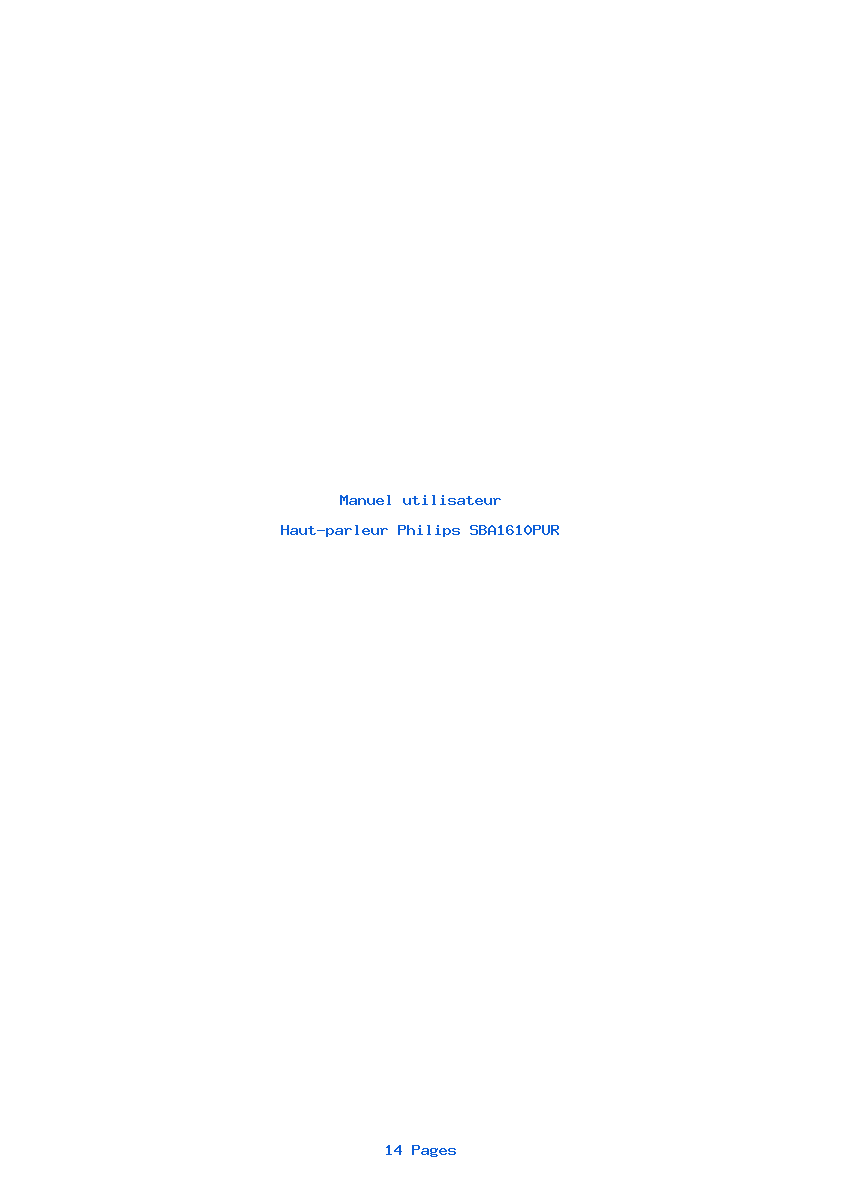 Page 1 de la notice Manuel utilisateur Philips SBA1610PUR