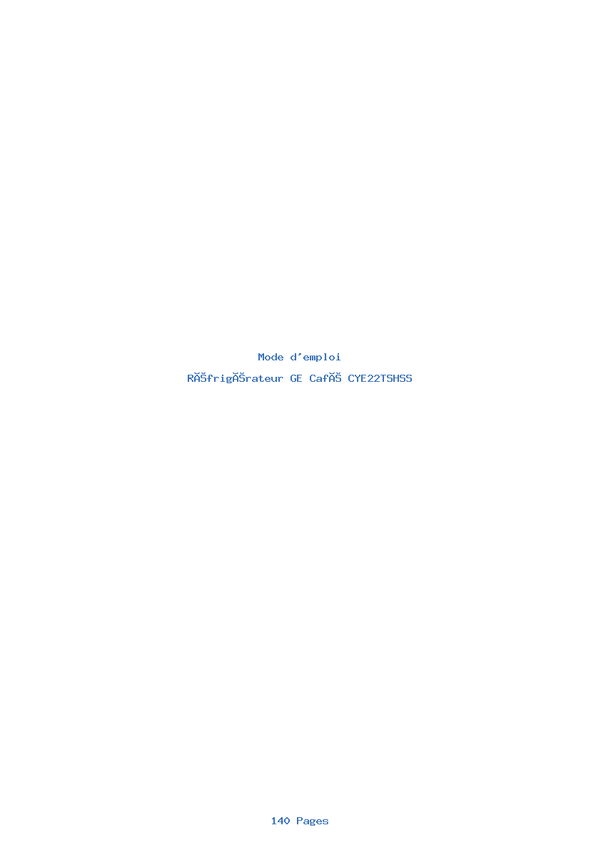 Page 1 de la notice Mode d'emploi GE Café CYE22TSHSS