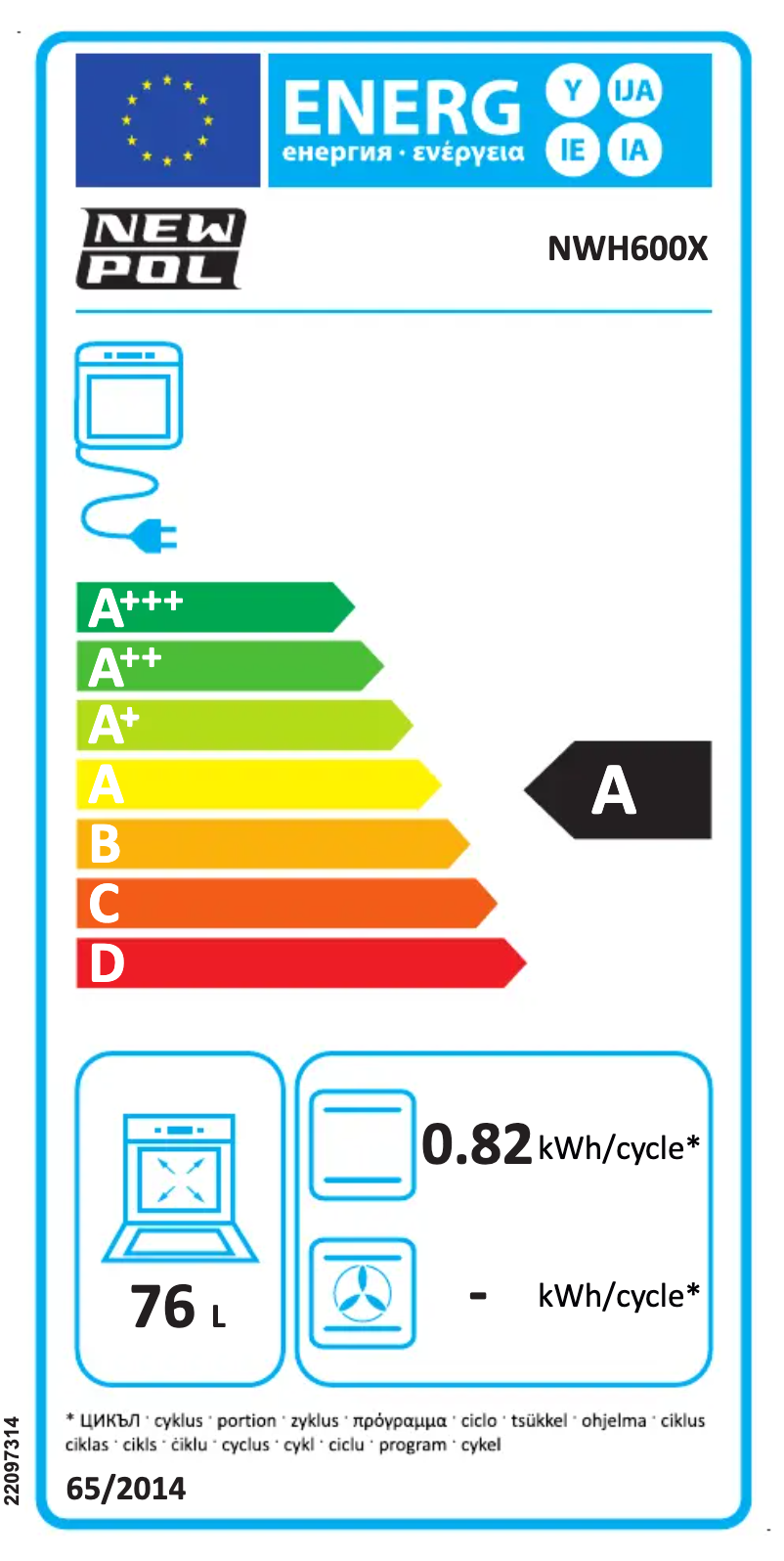 Page 1 of the manual Energy Label New Pol NWH600X