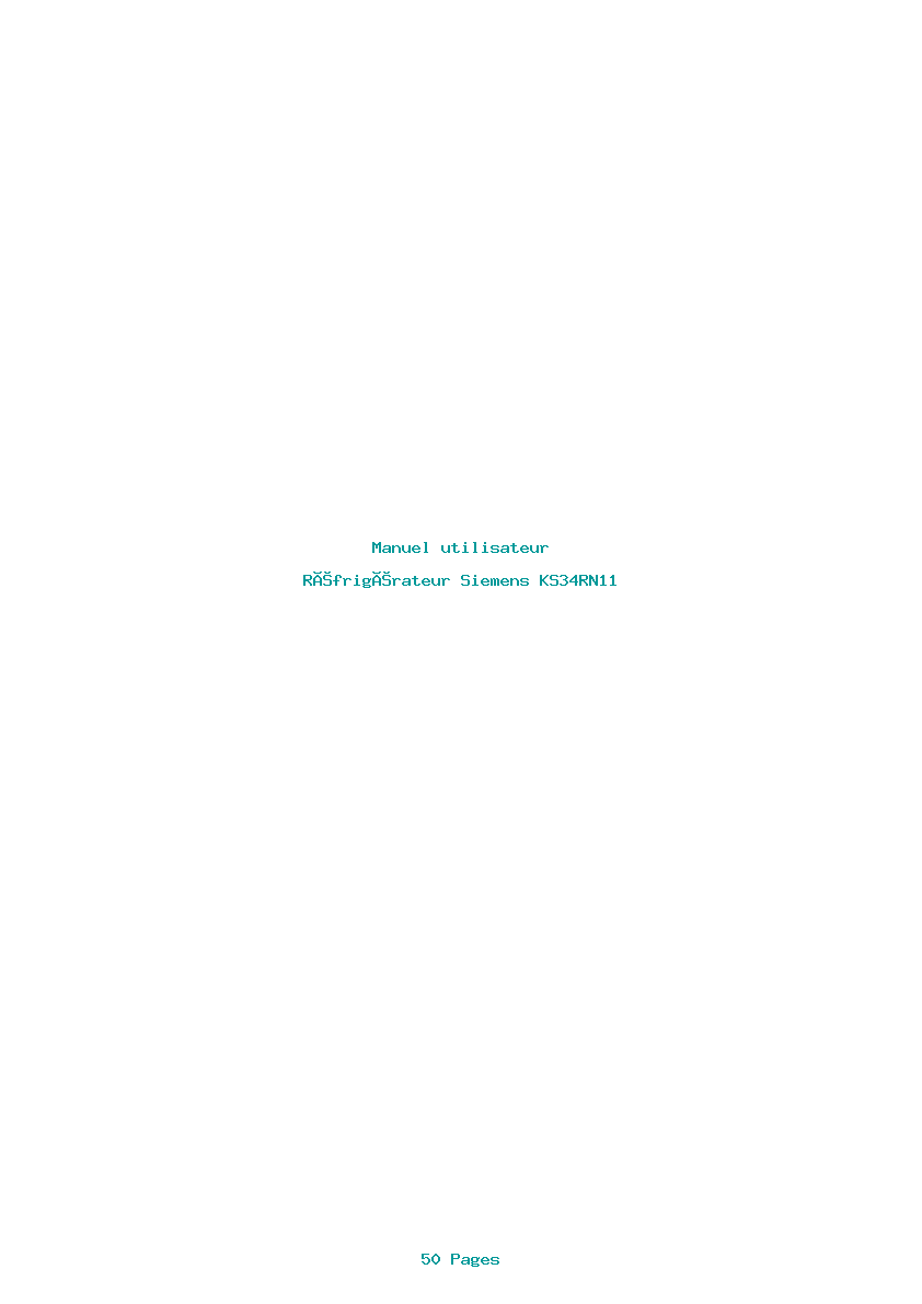 Page 1 de la notice Manuel utilisateur Siemens KS34RN11