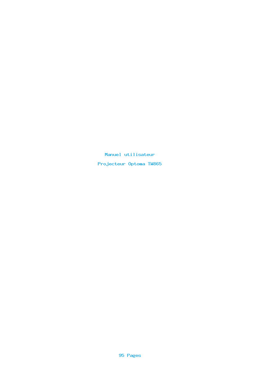 Page 1 de la notice Manuel utilisateur Optoma TW865