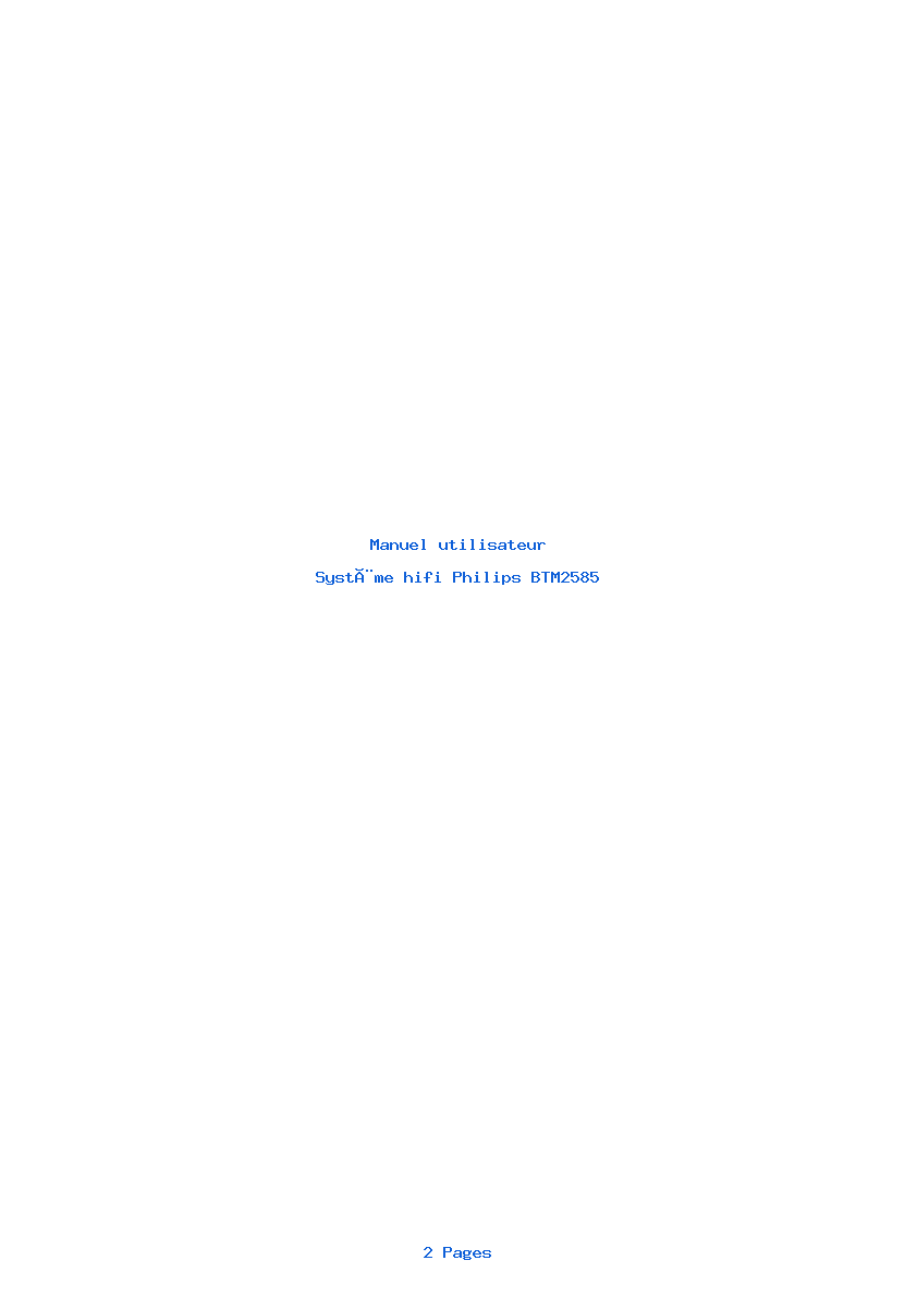 Page 1 de la notice Manuel utilisateur Philips BTM2585