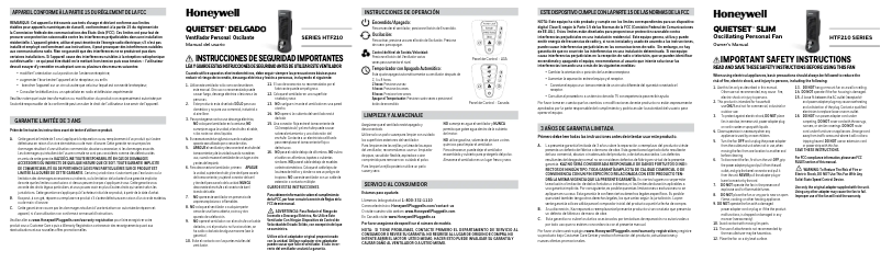 Page 1 de la notice Manuel utilisateur Honeywell HTF210BE