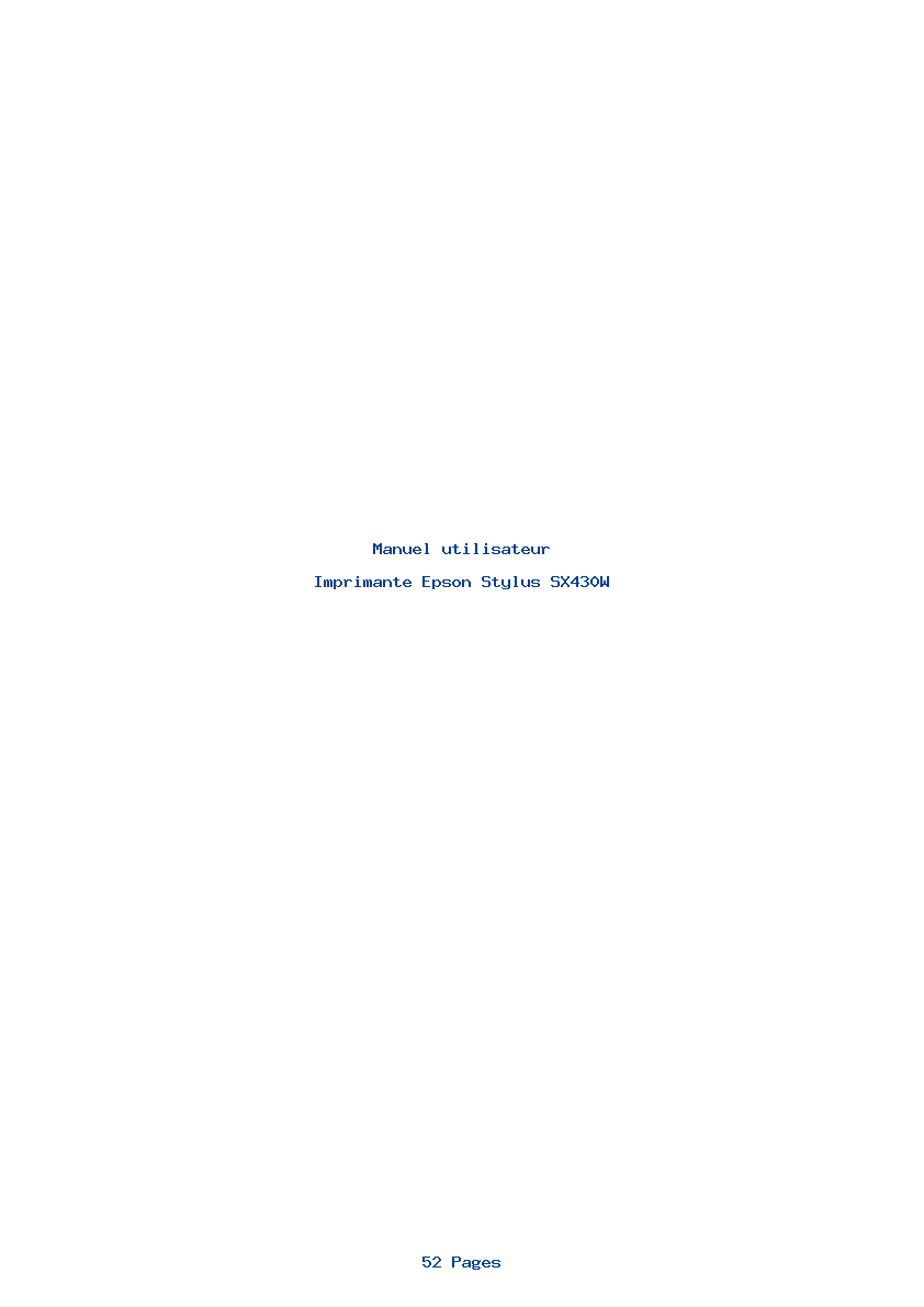 Page 1 de la notice Manuel utilisateur Epson Stylus SX430W