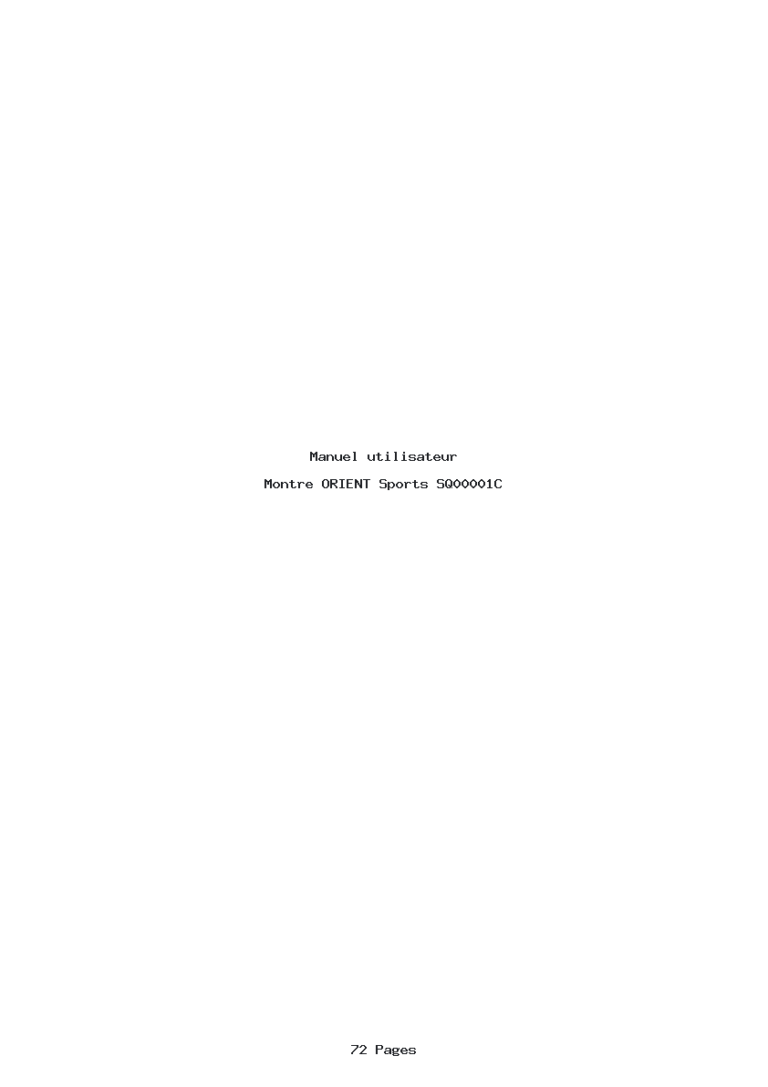 Page 1 de la notice Manuel utilisateur ORIENT Sports SQ00001C
