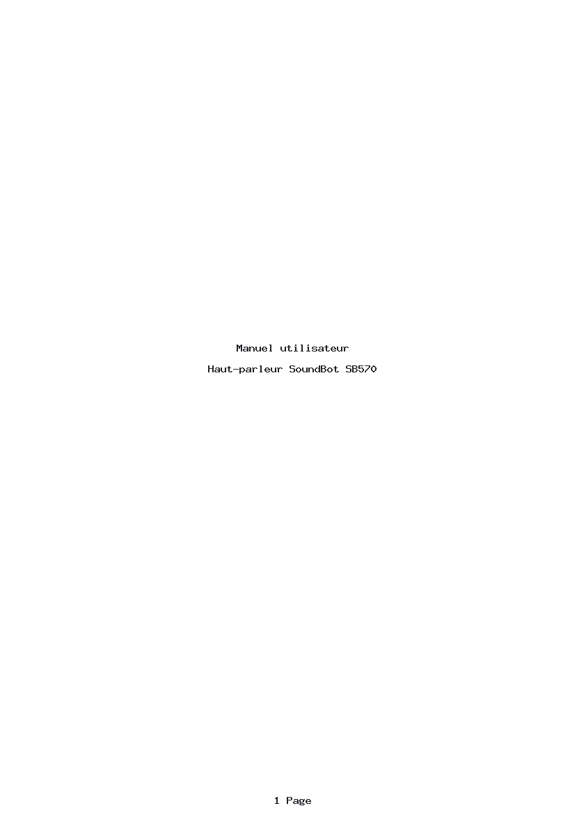 Page 1 de la notice Manuel utilisateur SoundBot SB570
