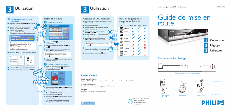 Página 1 del manual Guía de inicio rápido Philips DVDR3440H