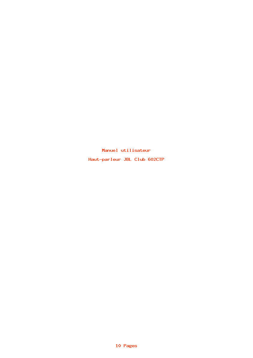 Page 1 de la notice Manuel utilisateur JBL Club 602CTP