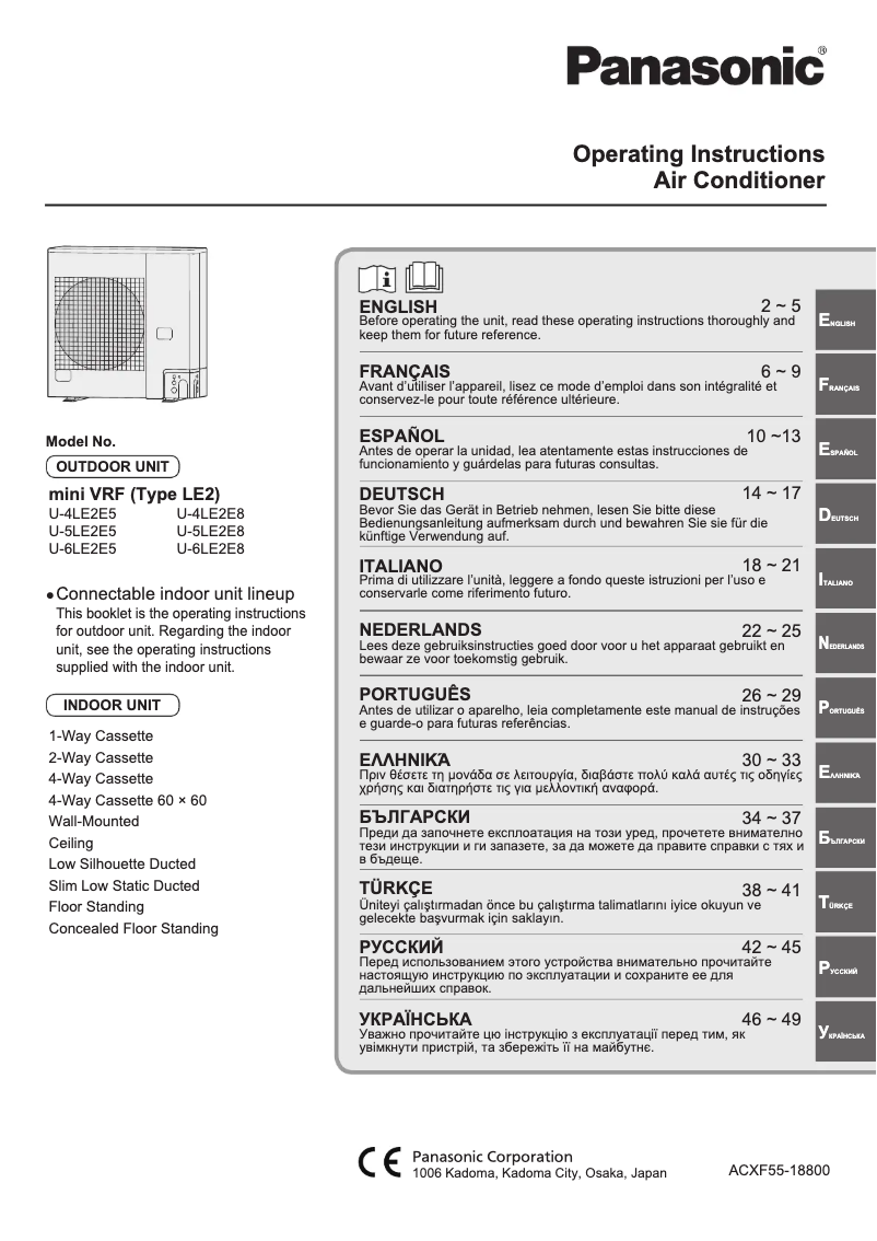 Página 1 del manual Manual de usuario Panasonic U-6LE2E8