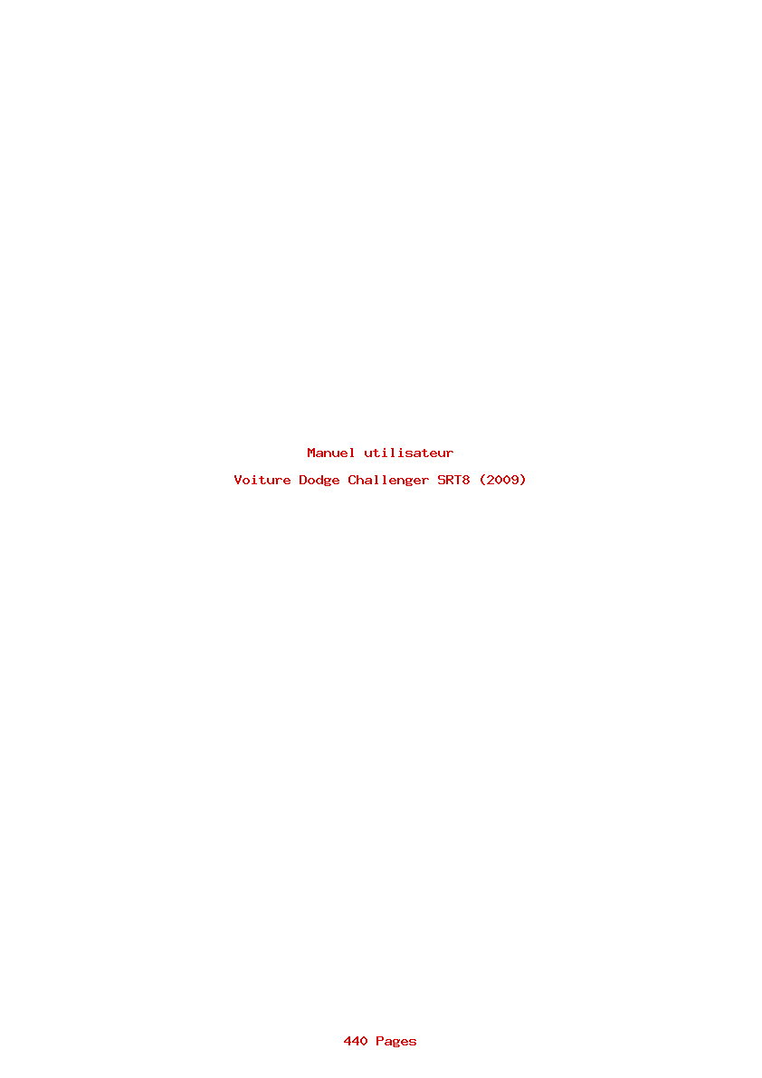Page 1 de la notice Manuel utilisateur Dodge Challenger SRT8 (2009)