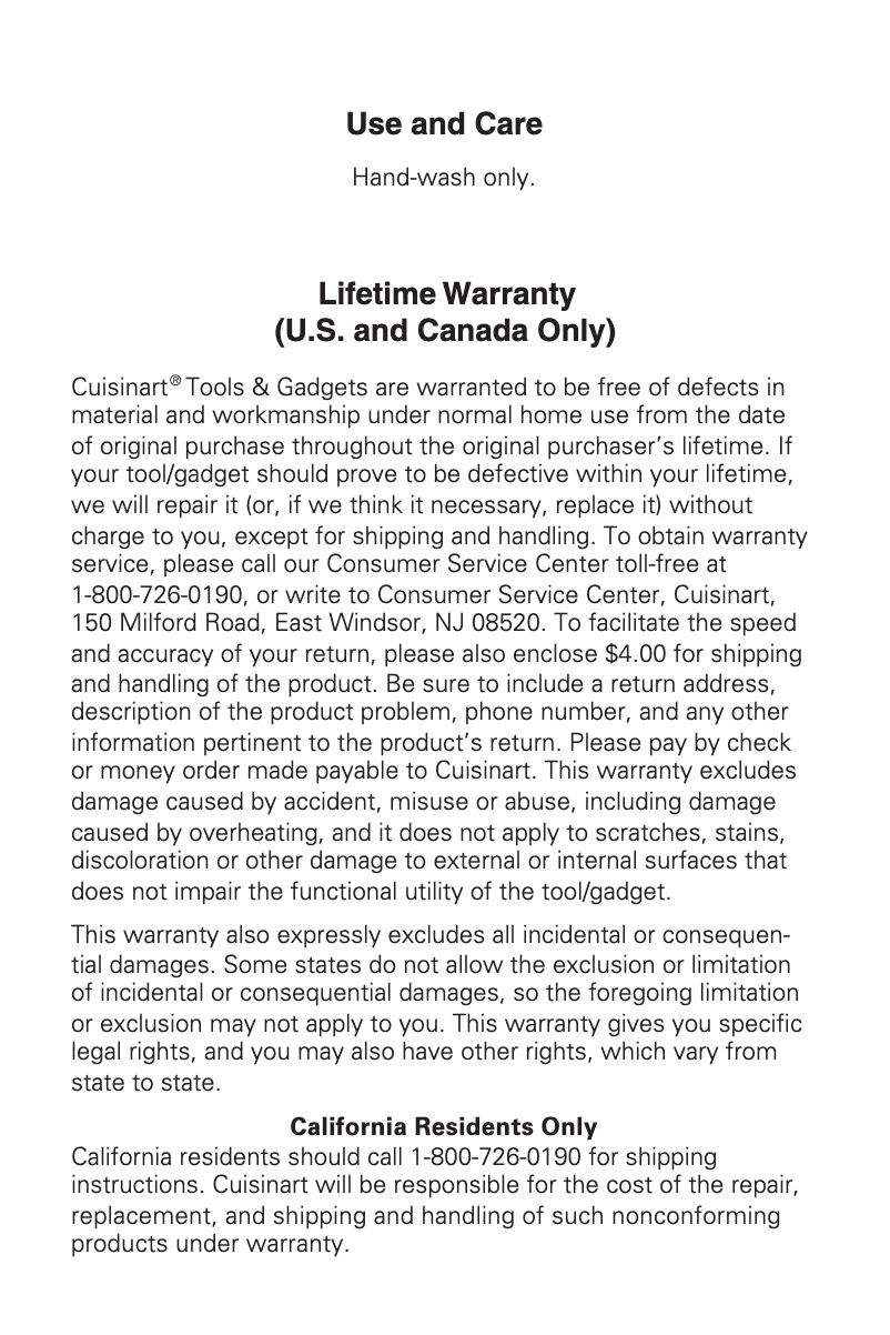 Page 1 de la notice Manuel utilisateur Cuisinart CTG-00-RP