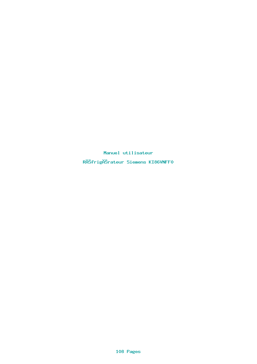 Page 1 de la notice Manuel utilisateur Siemens KI86VNFF0