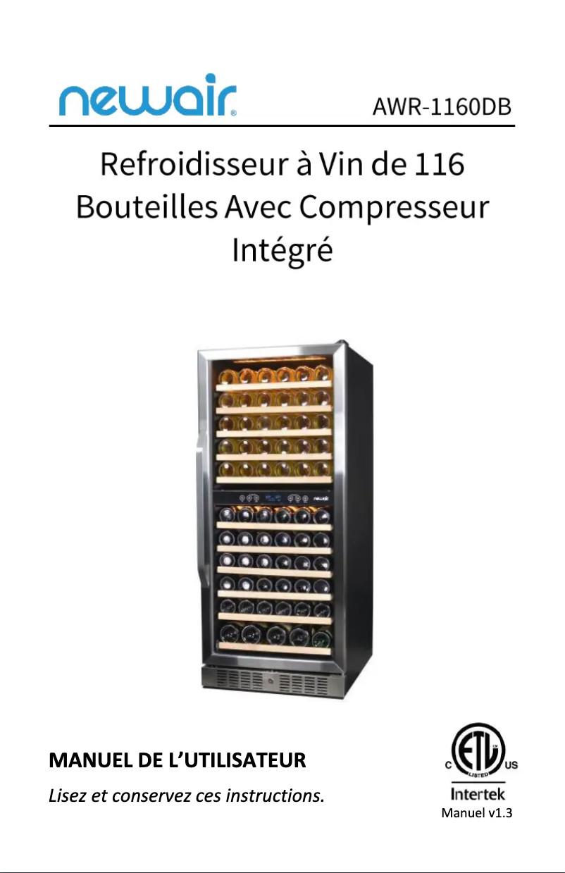 Página 1 del manual Manual de usuario NewAir AWR-1160DB