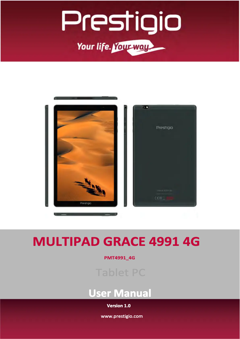Page 1 de la notice Manuel utilisateur Prestigio MultiPad Grace 4991 4G