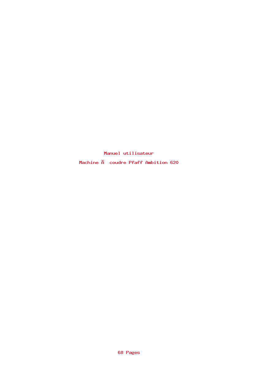 Page 1 de la notice Manuel utilisateur Pfaff Ambition 620