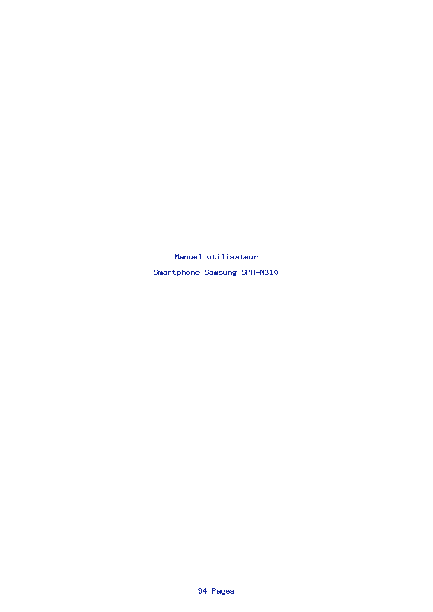 Page 1 de la notice Manuel utilisateur Samsung SPH-M310