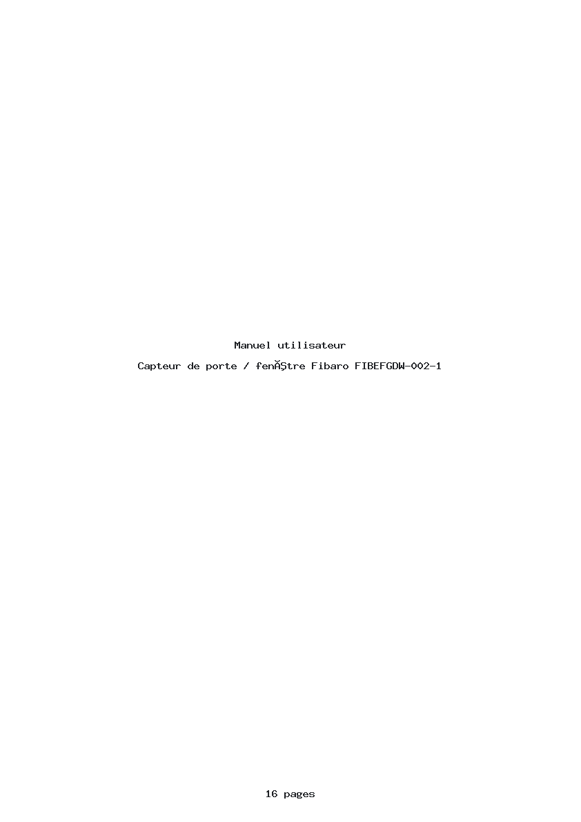 Page 1 de la notice Manuel utilisateur Fibaro FIBEFGDW-002-1