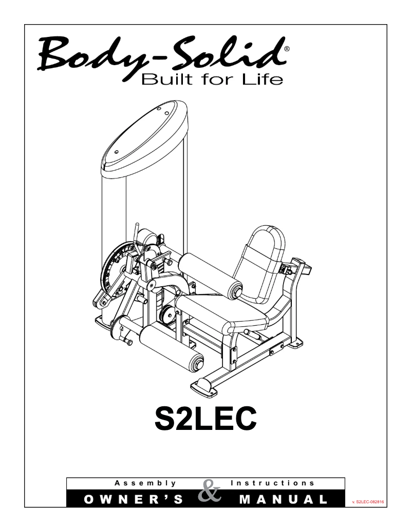 Page 1 de la notice Instructions / montage Body-Solid S2LEC