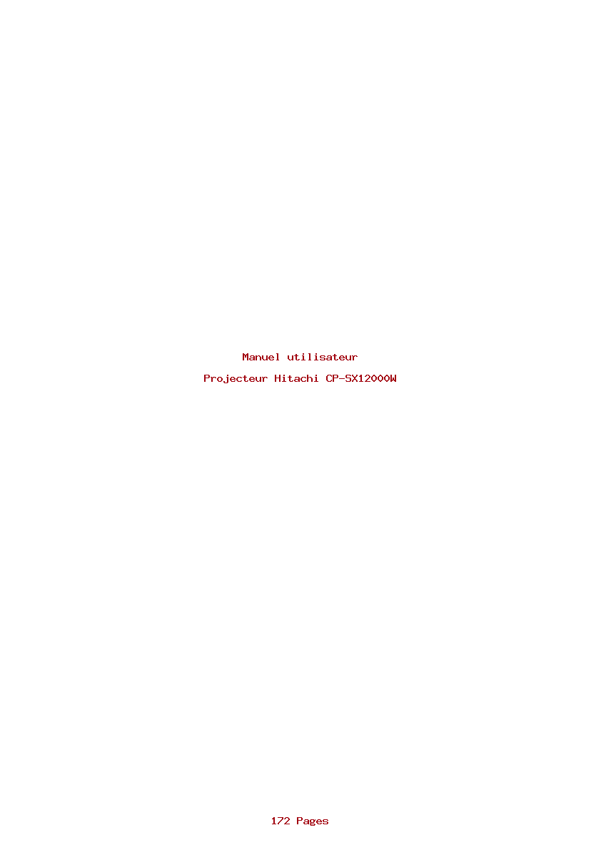 Page 1 de la notice Manuel utilisateur Hitachi CP-SX12000W