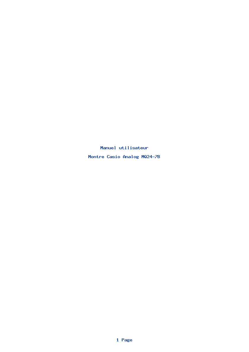 Page 1 de la notice Manuel utilisateur Casio Analog MQ24-7B