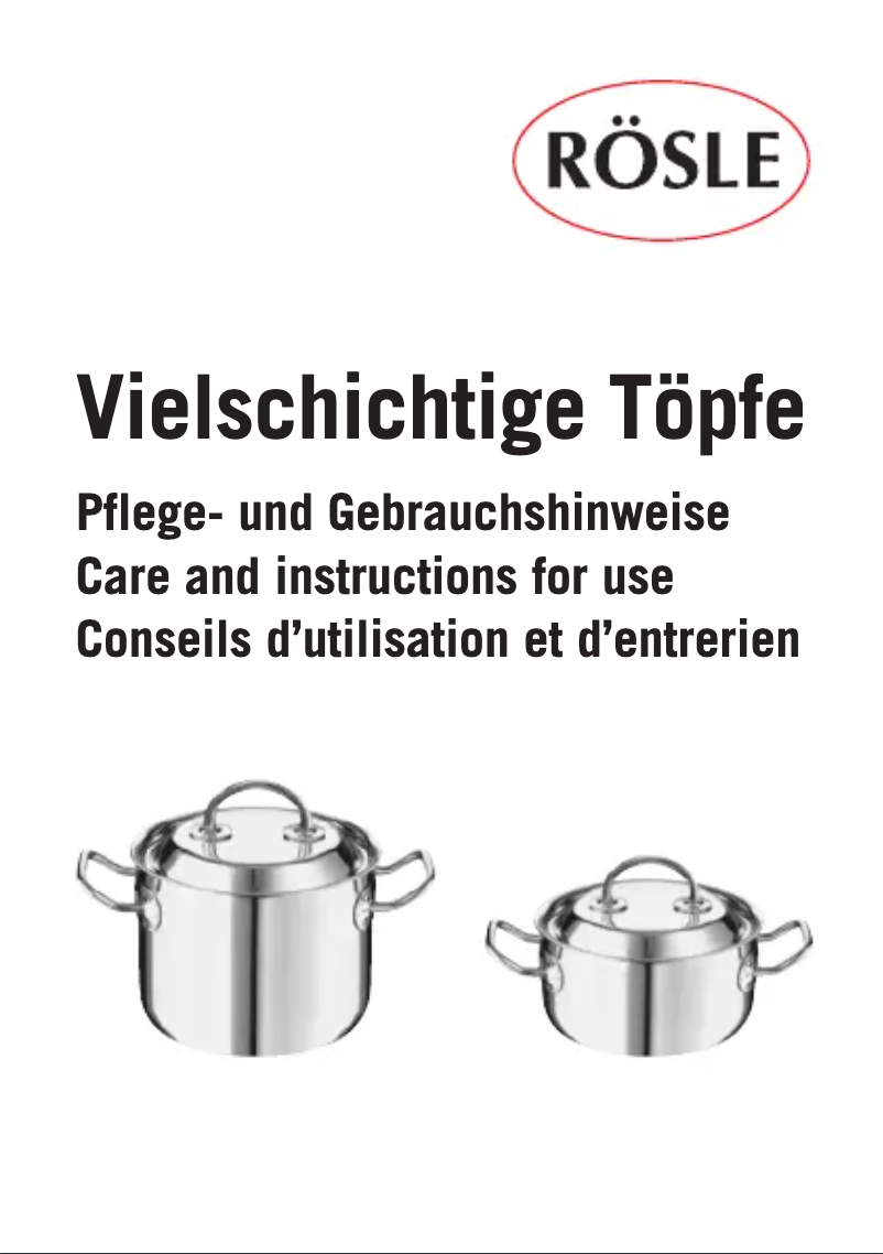 Page 1 de la notice Manuel utilisateur Rösle 91643