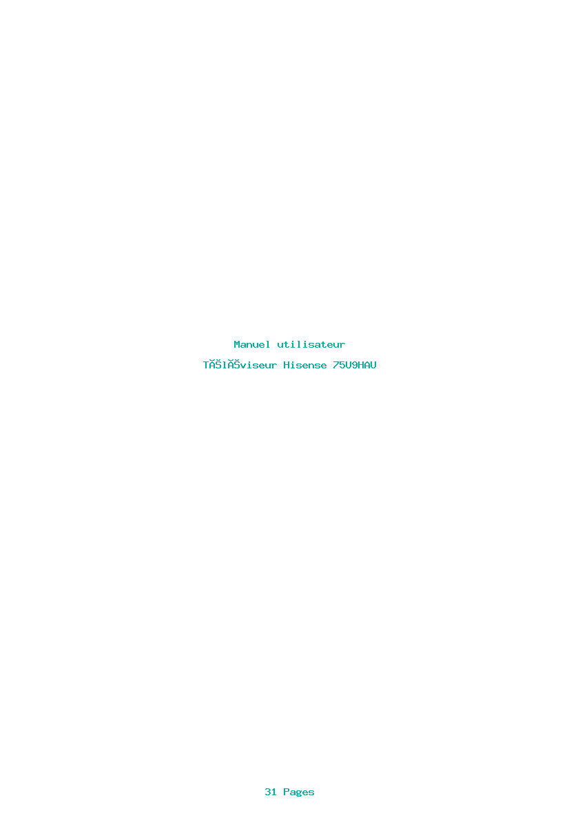 Page 1 de la notice Manuel utilisateur Hisense 75U9HAU