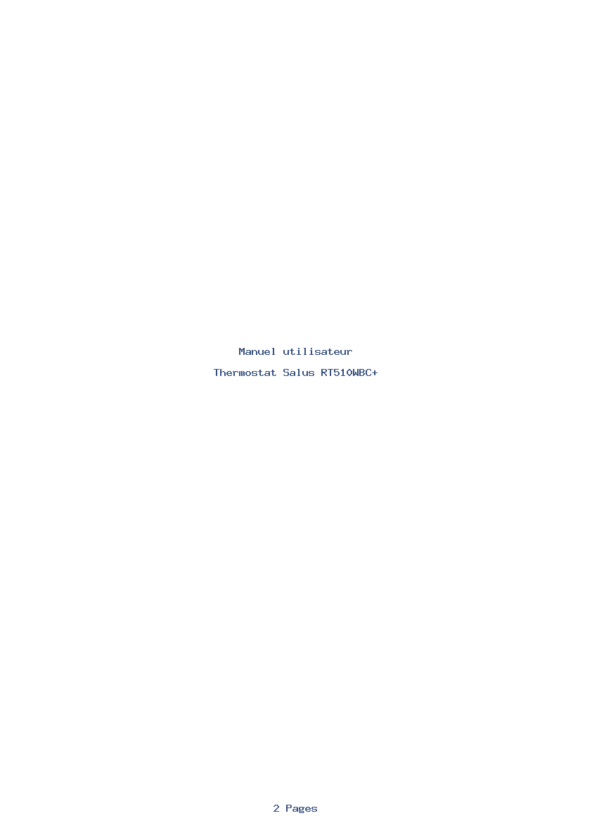 Page 1 de la notice Manuel utilisateur Salus RT510WBC+