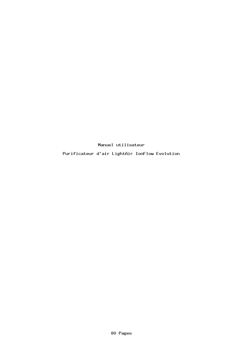 Page 1 de la notice Manuel utilisateur LightAir IonFlow Evolution